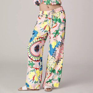 Size M NWT Anthropologie Maeve Straight-Leg Pull-On Silk Pants